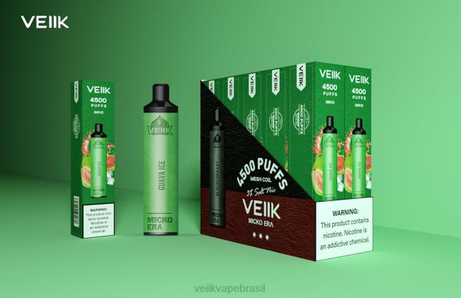 VEIIK Micko Era 4500 baforadas descartáveis ​​30 mg gelo de goiaba 42XH42 | VEIIK Vape Brasilia