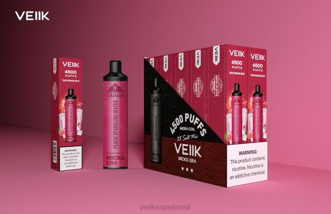 VEIIK Micko Era 4500 baforadas descartáveis ​​30 mg água com gás pêssego 42XH43 | VEIIK Brasil