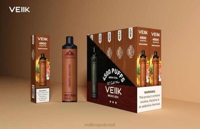 VEIIK Micko Era 4500 baforadas descartáveis ​​30 mg toranja abacaxi 42XH46 | VEIIK Vape Micko Q Brasil