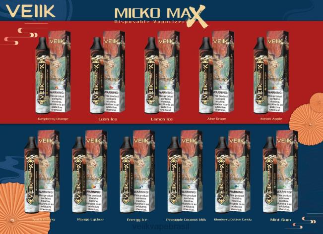 VEIIK Micko MAX vape descartável 1500 baforadas algodão doce de mirtilo 42XH446 | VEIIK Vape Micko Q Brasil