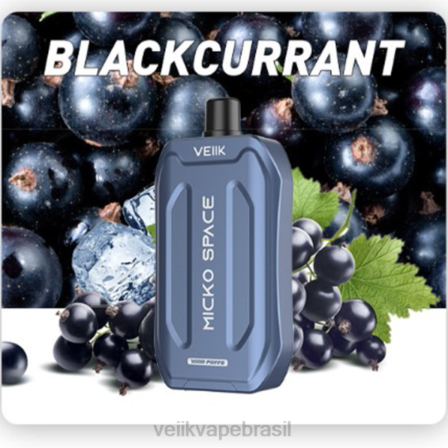 VEIIK Micko Space vape descartável 7000 baforadas groselha preta 42XH441 | VEIIK Vape Brasil